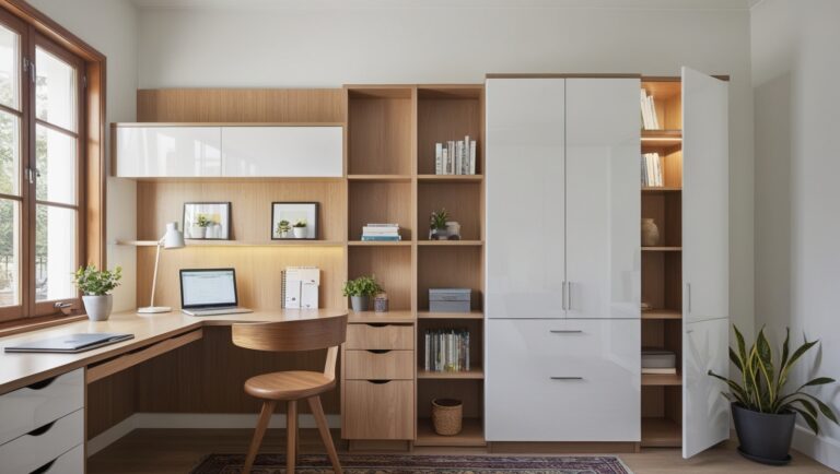 A bookshelf attached to the home office