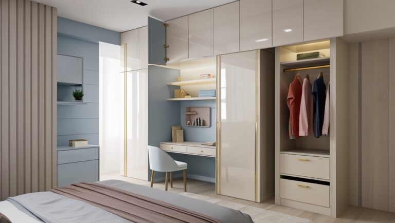 An attached study unit and a floor-to-ceiling wardrobe with loft storage