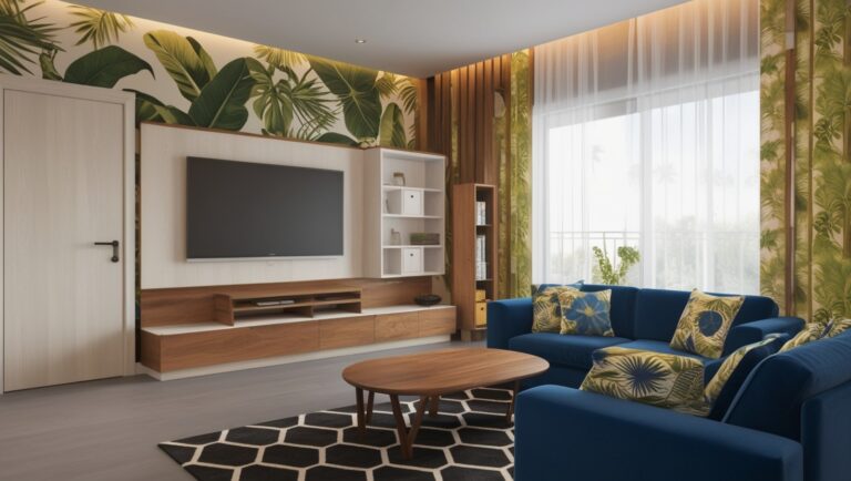 A Living Area With A Calm Nature-Themed Ambience