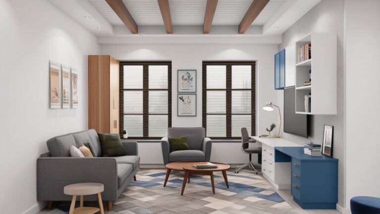 A Living Room Designed With Working Professionals in Mind