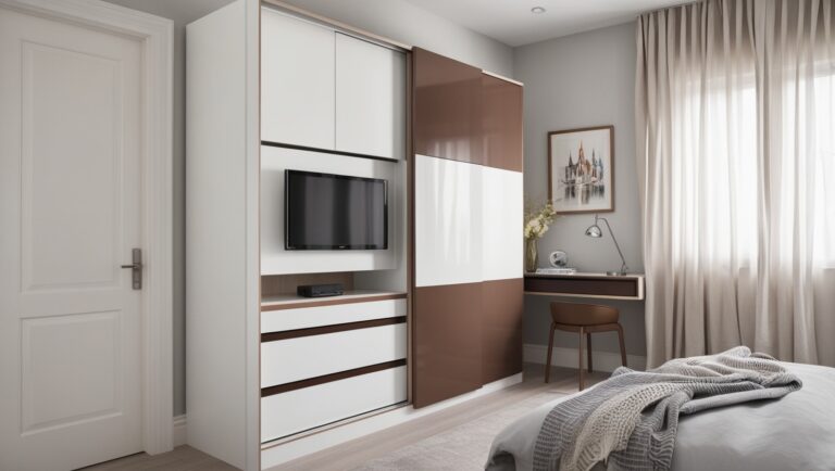 A wardrobe with a built-in television unit