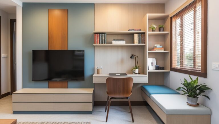 A Living Room Office Setup That Saves Space