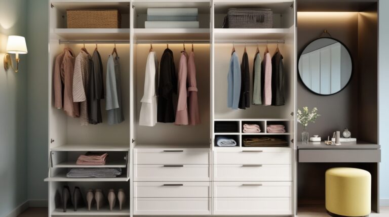A White Dressing Unit and Wardrobe