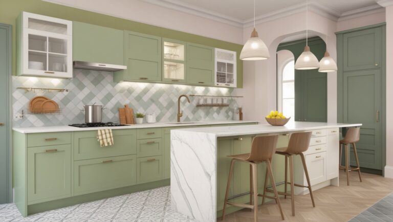 Freshly Coloured Open Straight Kitchen