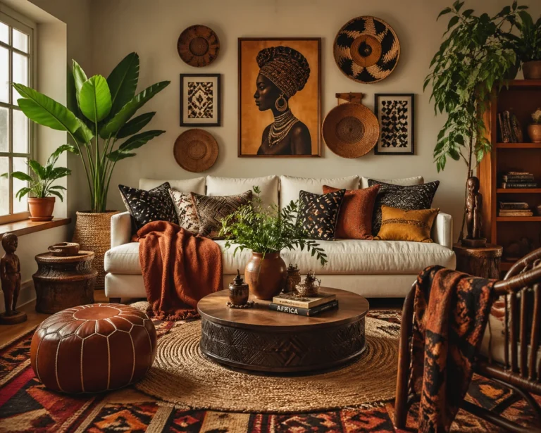 Afrohemian Decor Ideas. Afrohemian living room decor with boho and African elements