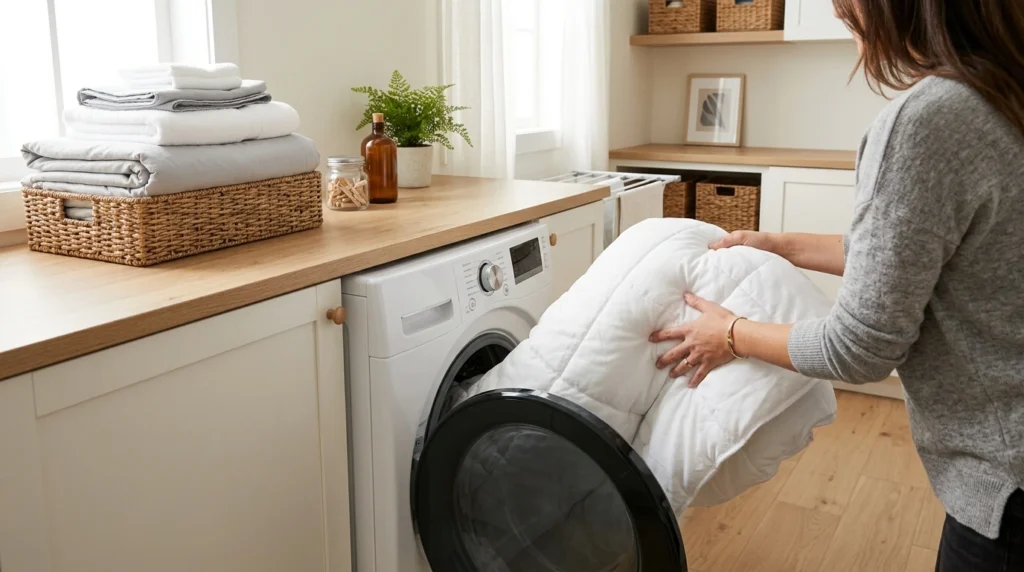 Washing a comforter properly to keep bedroom bedding fresh and clean