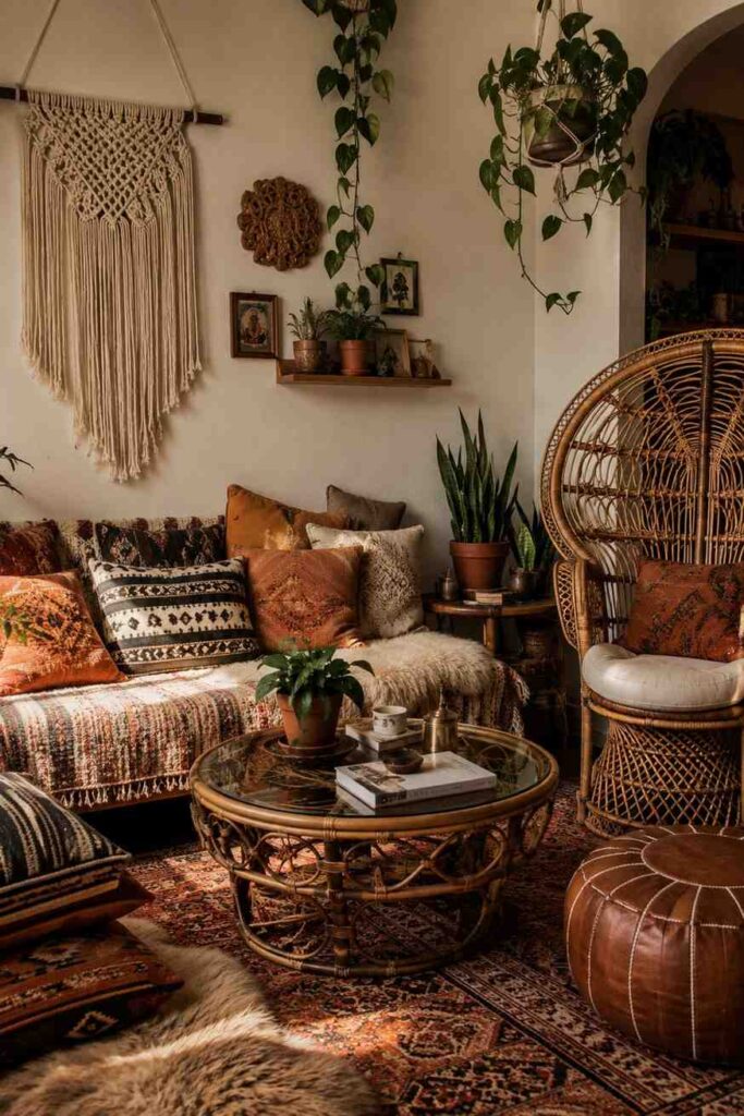 Room Aesthetics: 30+ Ultimate Guide to Designing a Space You'll Love 4 Boho room aesthetic featuring rattan furniture and layered textiles