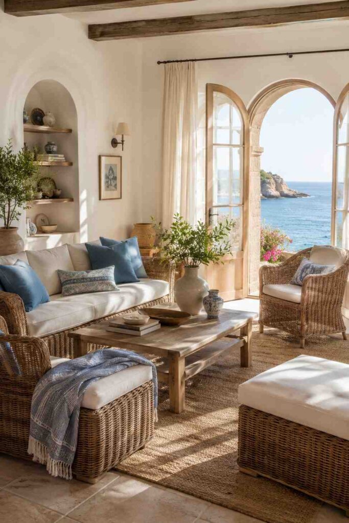 Room Aesthetics: 30+ Ultimate Guide to Designing a Space You'll Love 7 Coastal room aesthetic with woven rattan furniture and soft blue tones