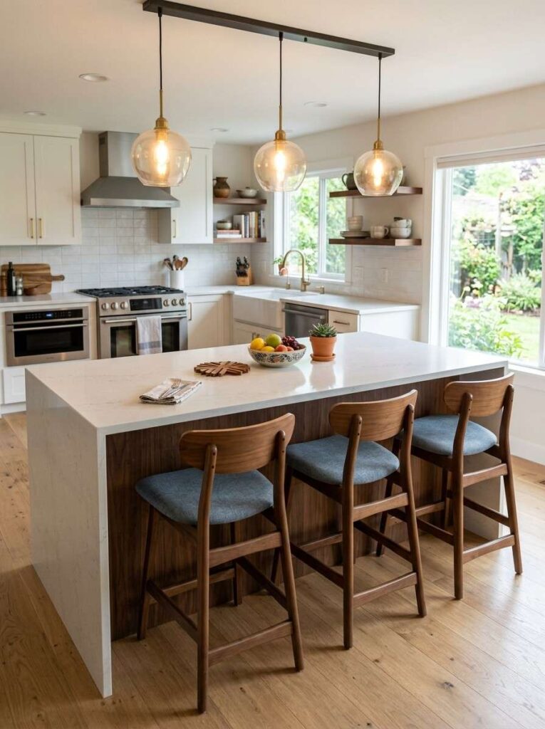 Island Design: A Complete Guide to Building a Beautiful, Functional Kitchen Centerpiece 4 Island design with pendant lighting above a stone kitchen countertop