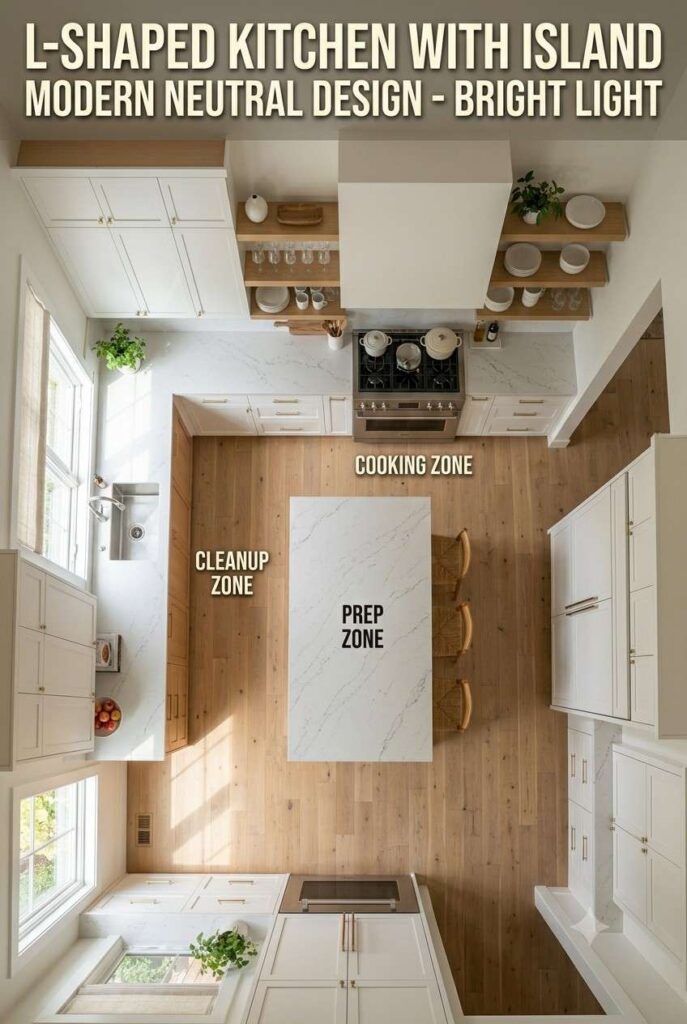 Kitchen Inspiration Design: A Practical Guide to a Beautiful, Functional Kitchen 2 Kitchen inspiration design layout with island, prep zone, sink, stove, and refrigerator