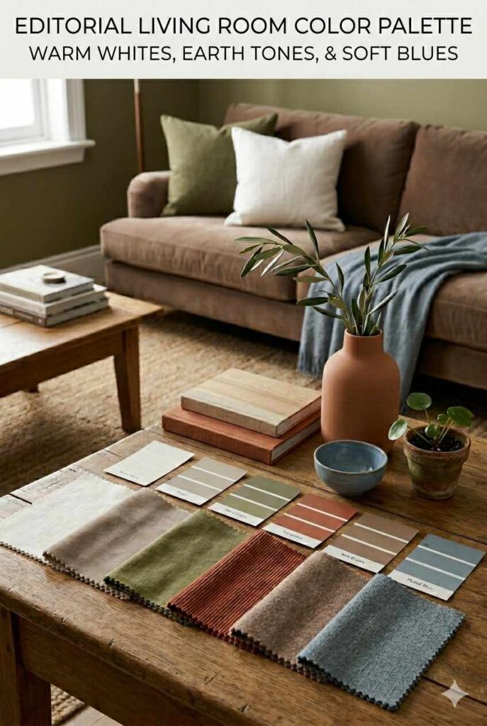 Well-planned living room furniture layout with sofa, accent chairs, rug, coffee table, and open walking space.