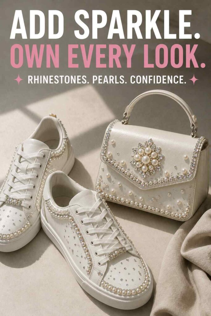 Bedazzle Design Ideas: Creative Rhinestone Projects for Clothing, Accessories, Shoes, and Home Decor 5 Rhinestone sneakers and a bedazzled handbag with crystal accents