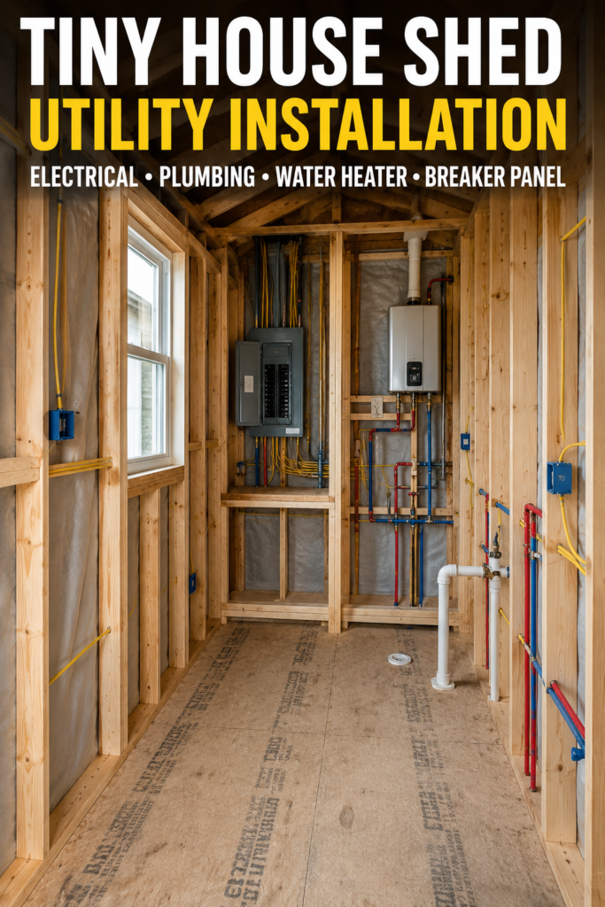 Tiny house shed electrical and plumbing installation