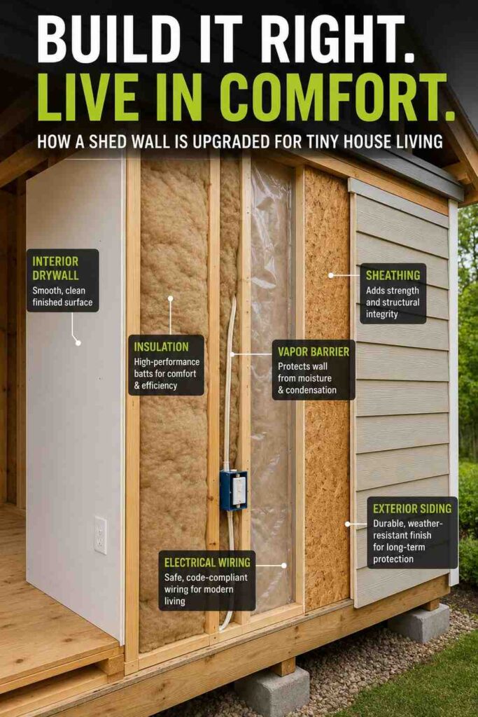 Shed to tiny house insulation and wall upgrade