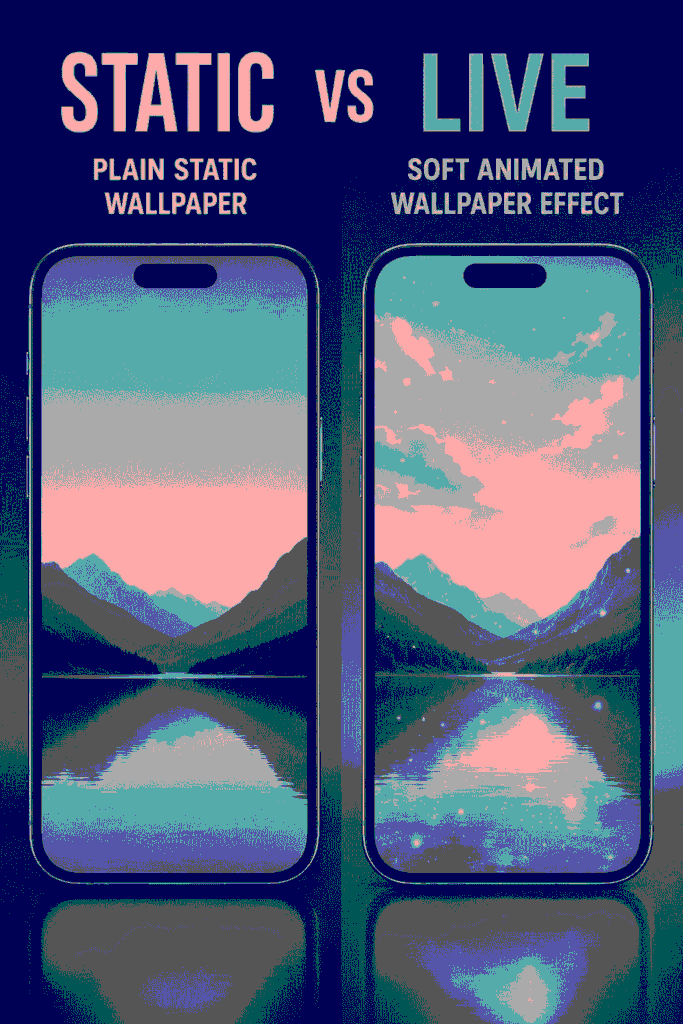 Static wallpaper compared with animated moving background