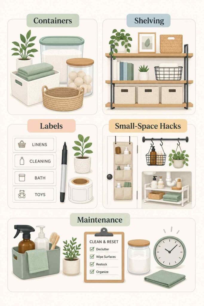Top 26 Pantry Organization Ideas to Transform Your Kitchen Storage in 2026 7 Visual checklist summarizing 26 pantry organization ideas by category