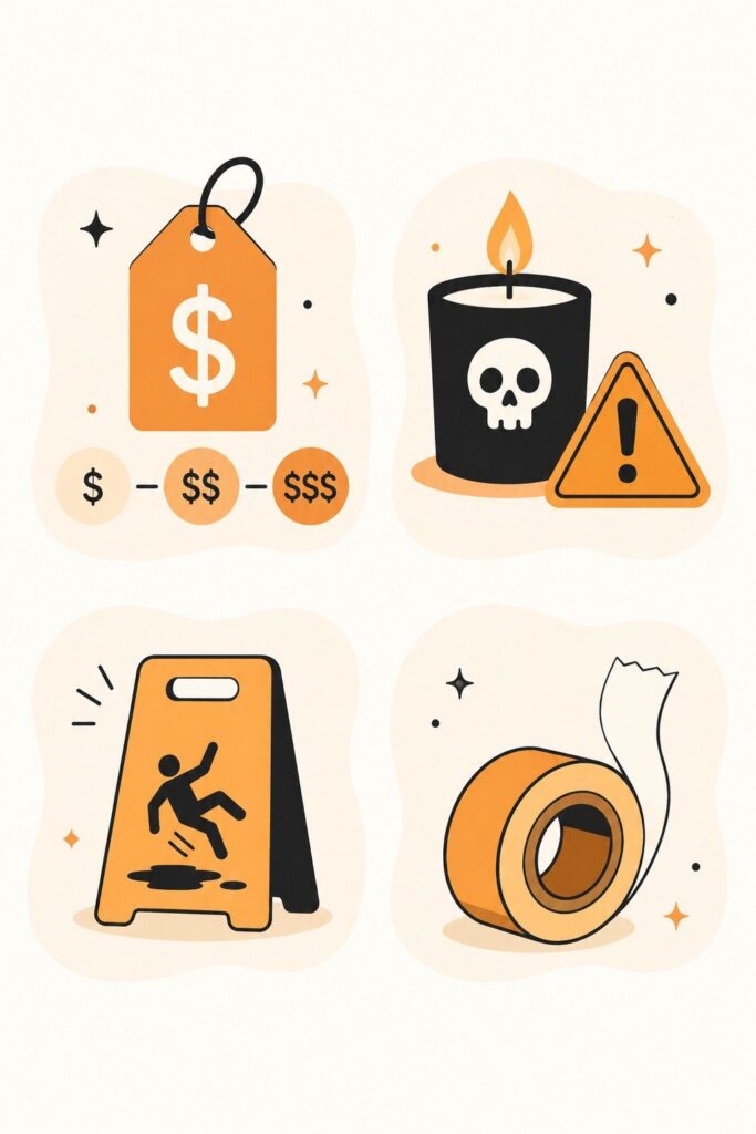 Creative 24 Bathroom Halloween Decor Ideas to Transform Your Space This Spooky Season 7 Budget and safety tip icons for bathroom Halloween decor ideas