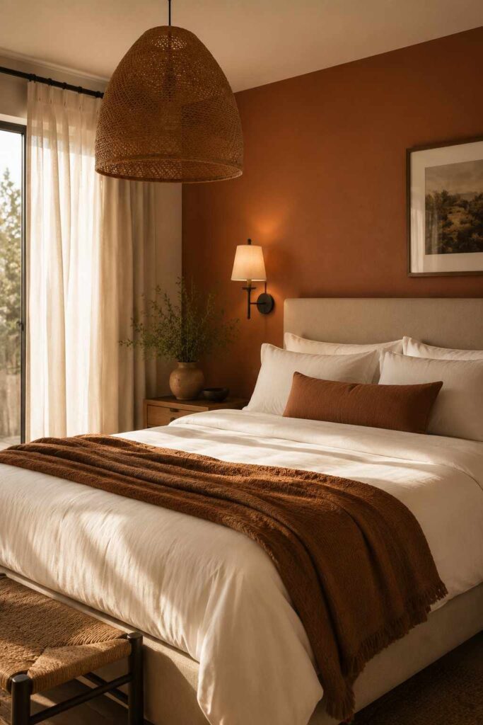 21 Cheap Home Decor Ideas That Look Expensive (A Room-by-Room Guide) 3 Bedroom decor idea with accent wall and white bedding on a budget