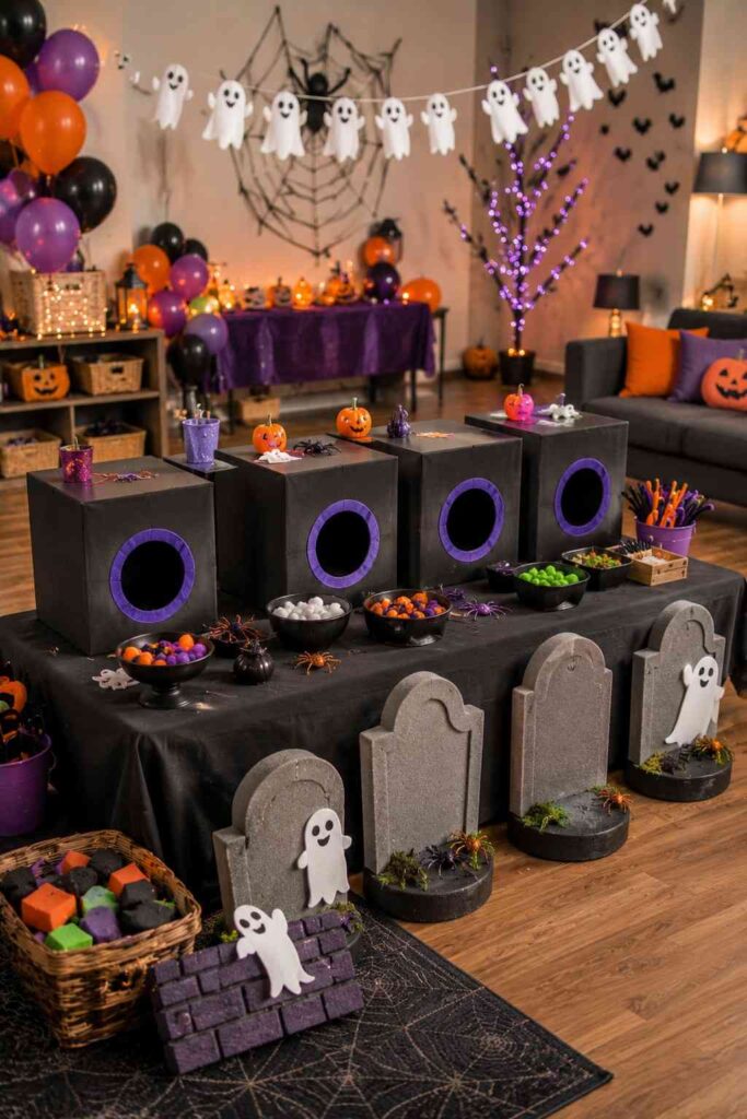 Top 22 Halloween Party Decorations for a Stylishly Spooky Celebration 7 Kid-friendly Halloween mystery boxes and an indoor graveyard game area