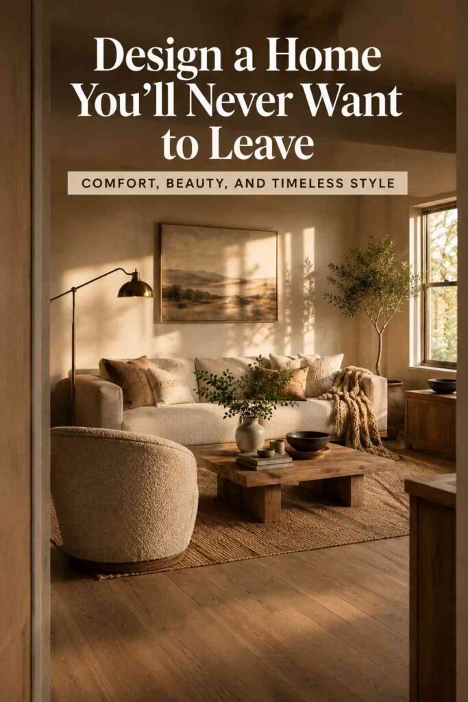 Inspiring 15 Cozy Living Room Ideas to Create a Warm, Inviting Space in 2026 5 Living room framed through a doorway in warm beige and oak, a final cozy living room idea view."