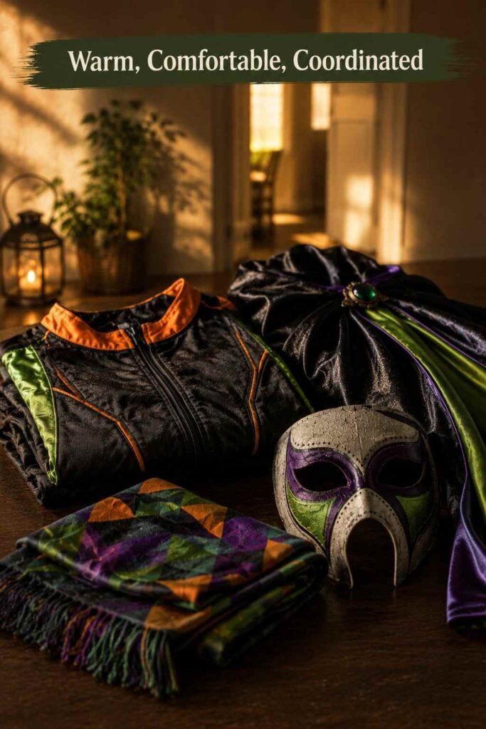 Group Halloween Costumes: 40 Creative Ideas for Every Crew Size in 2026 6 Warmly lit Halloween costume pieces arranged for a family-friendly group costume theme.