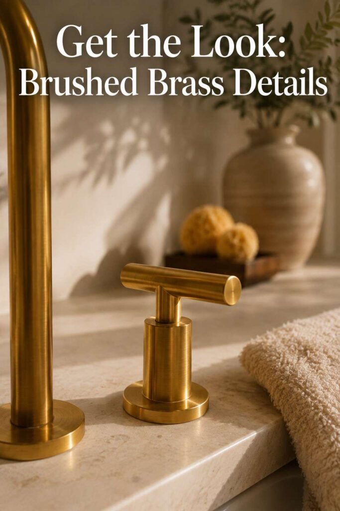 Inspiring 22 Modern Bathroom Ideas to Transform Your Space in 2026 3 Close-up of a brushed brass faucet on a honed stone counter, a popular modern bathroom idea for warm fixtures.
