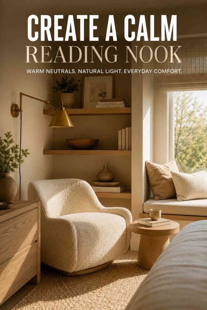 Stunning 30 Reading Nook Bedroom Ideas for a Cozy, Stylish Retreat 5 Bedroom doorway view toward a warm minimalist reading nook, a full-room reading nook bedroom idea.
