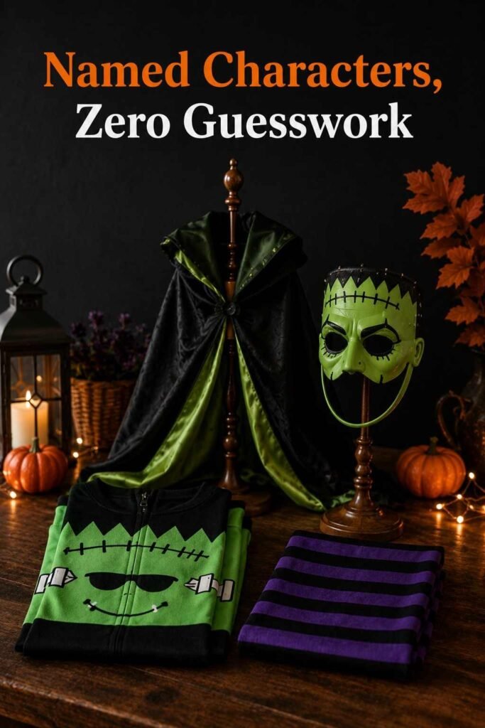 Group Halloween Costumes: 40 Creative Ideas for Every Crew Size in 2026 3 Four coordinated costume pieces styled together for a small-squad group Halloween costume.