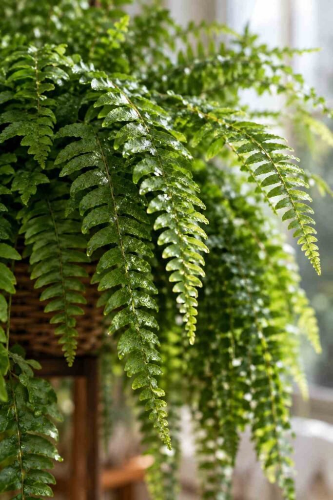Lush Fern Sunroom Ideas to Turn Any Room Into a Living Retreat (Ideas, Plants & Care Tips) 9 Boston fern with arching fronds for a lush fern sunroom