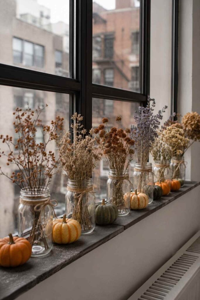 Halloween Window Boxes: Spooky, Elegant & Budget-Friendly Ideas for Every Home 18 Budget-friendly small-space Halloween window box display on an apartment sill