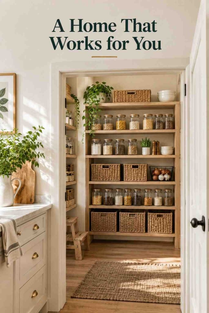 16 Smart DIY Organization Tips to Transform Every Room in Your Home 10 Pantry viewed through an open doorway from an adjoining kitchen.