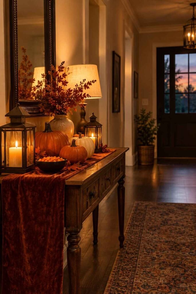 Halloween Decor for Entry Table Ideas to Welcome Guests Spooky, Elegant & Budget-Friendly 25 Finished Halloween decor for entry table full styled look