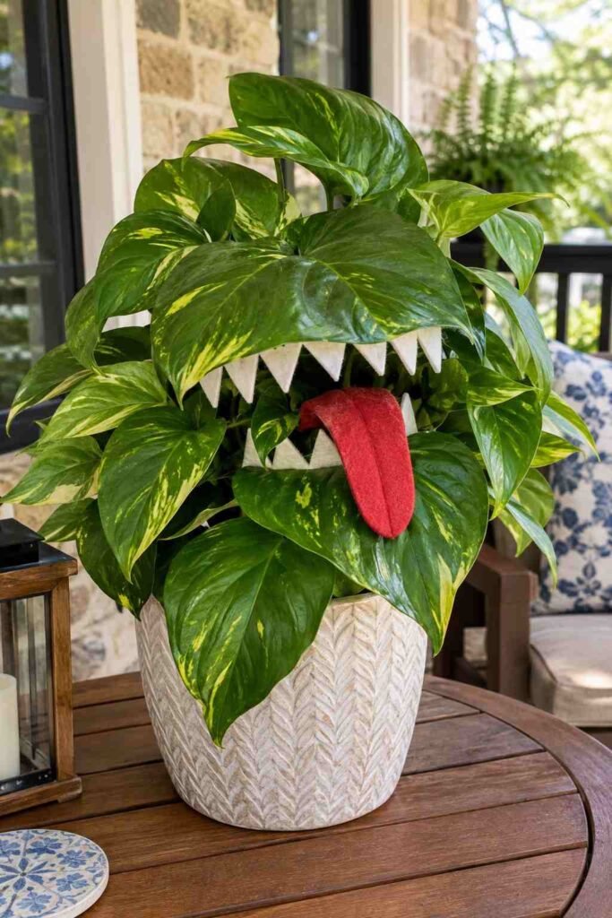 Halloween Planter Ideas to Turn Your Porch Into a Neighborhood Showstopper 9 Carnivorous-style man-eating plant Halloween planter