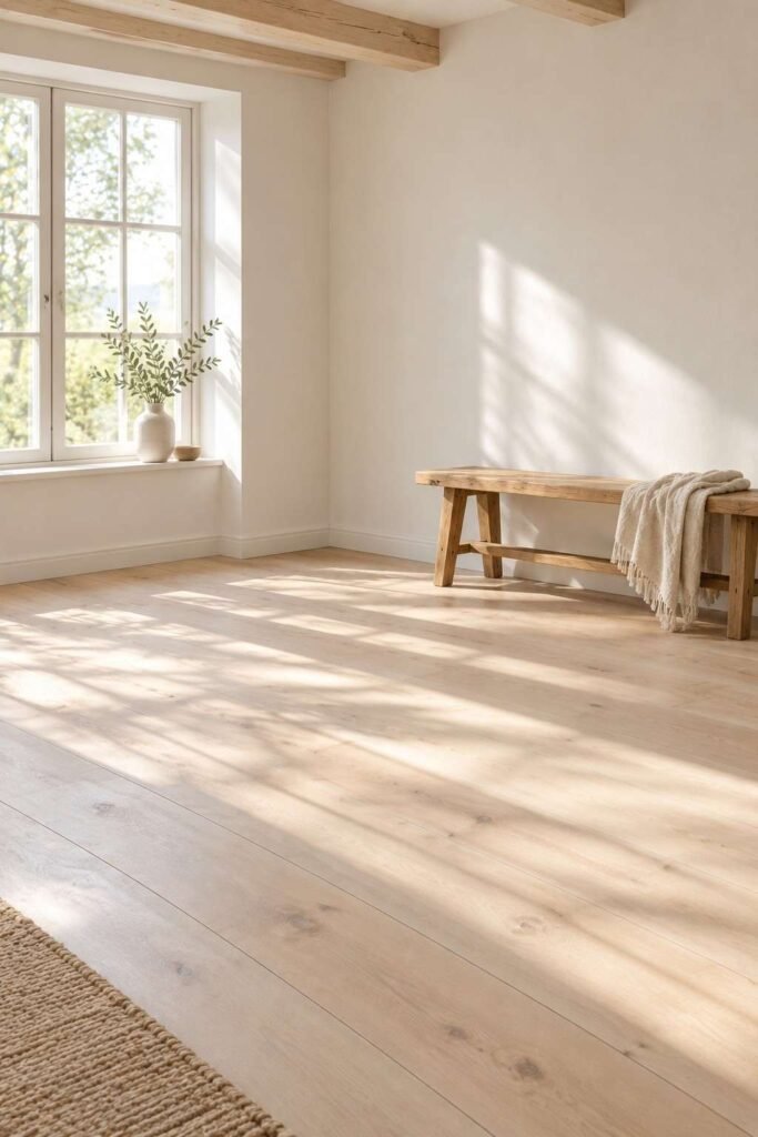 26 Scandinavian Cottage Interior Design Ideas for a Warm, Nordic, Light-Filled Home 15 Wide-plank pale birch floor in a bright Scandinavian cottage room