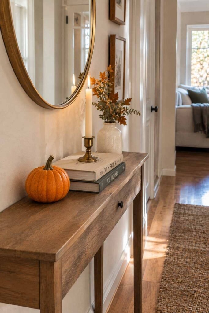 Halloween Decor for Entry Table Ideas to Welcome Guests Spooky, Elegant & Budget-Friendly 22 Small budget-friendly Halloween decor for entry table in a narrow hallway