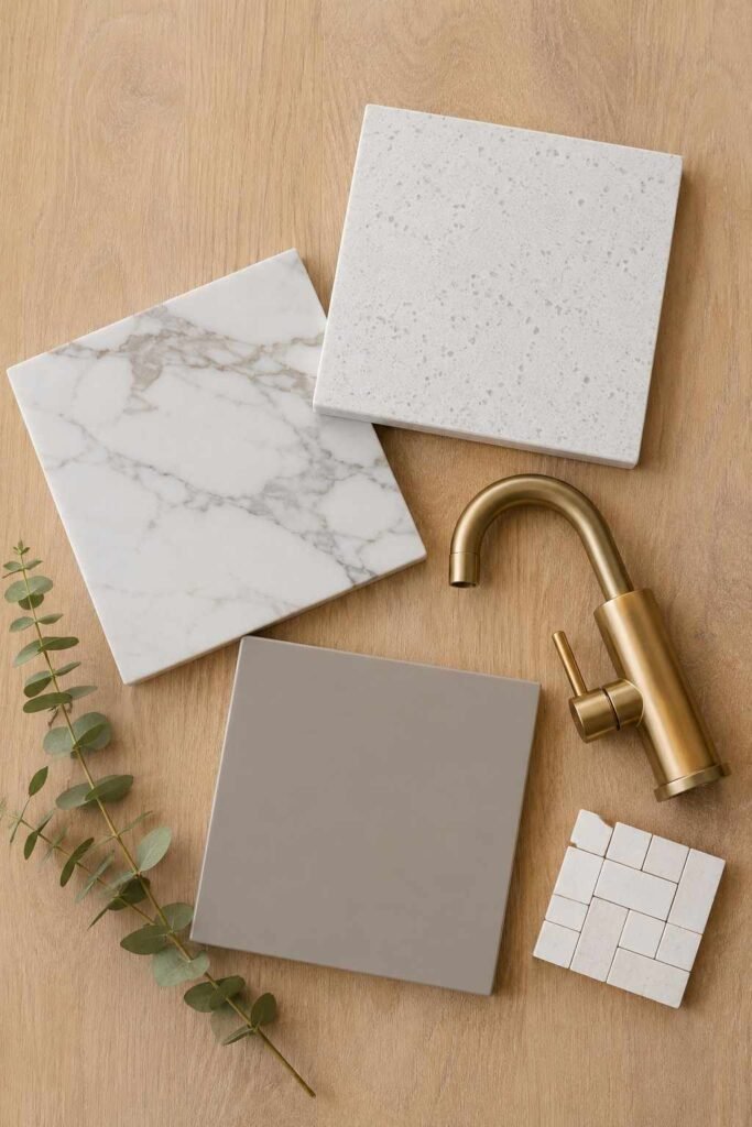30 Bathroom Vanity Ideas For Double Sink Layouts for Every Style and Budget 20 Quartz, marble and solid surface countertop samples for a double sink bathroom vanity.