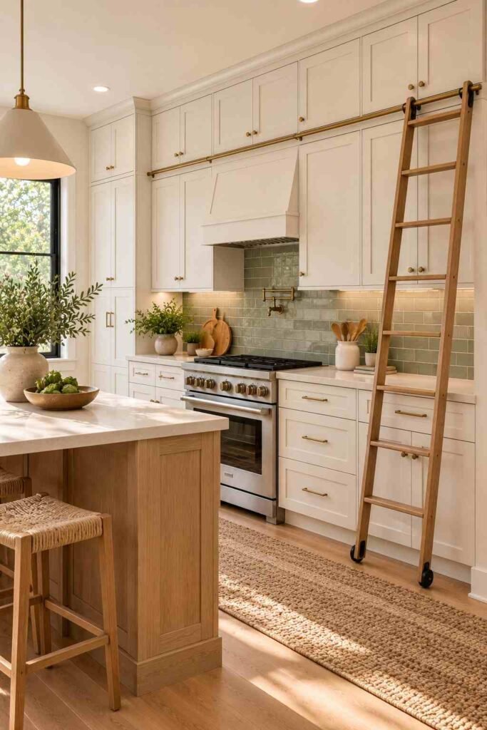 Floor-to-ceiling kitchen cabinets in a rambler with an eight-foot ceiling.