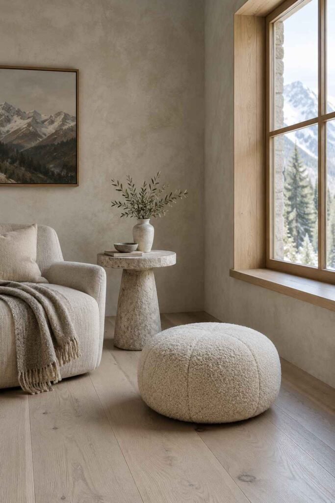 27 Scandinavian Mountain Interior Design Ideas: Ways to Create a Warm Nordic Cabin 5 Wide-plank ash floor and limewashed plaster wall in a Nordic mountain interior